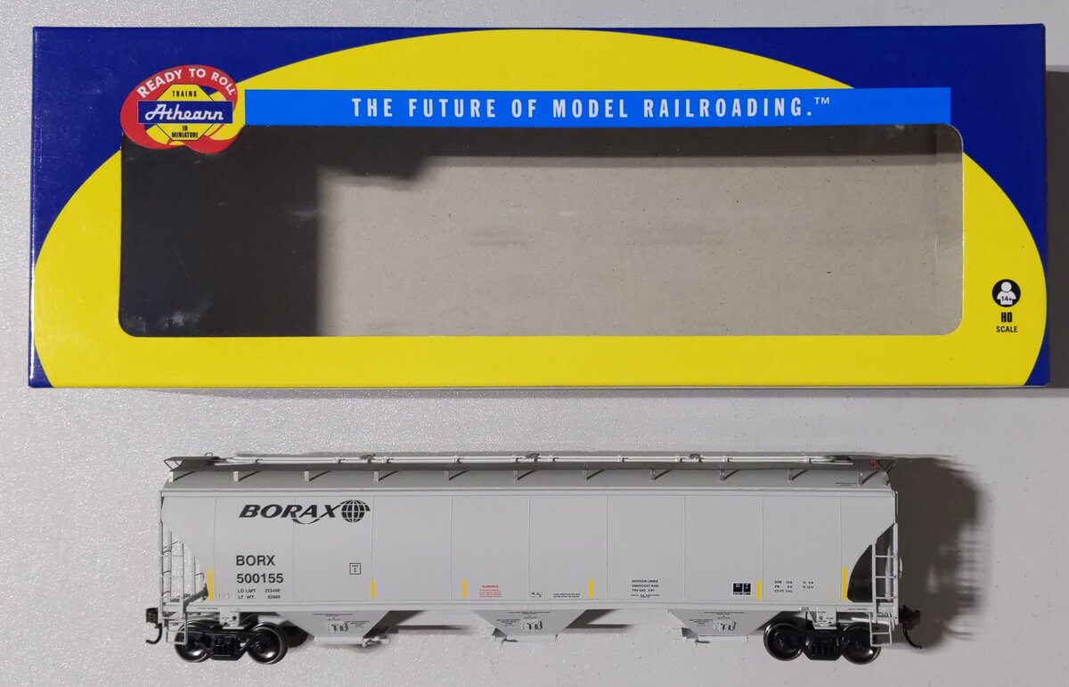 Athearn 89478 HO BORX Trinity 3-Bay Covered Hopper Ready to Run #500155