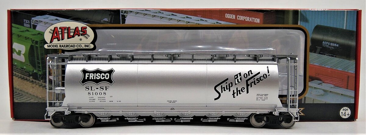 Atlas 1968-1 HO Scale Frisco 6-Bay Cylindrical Hopper #81008