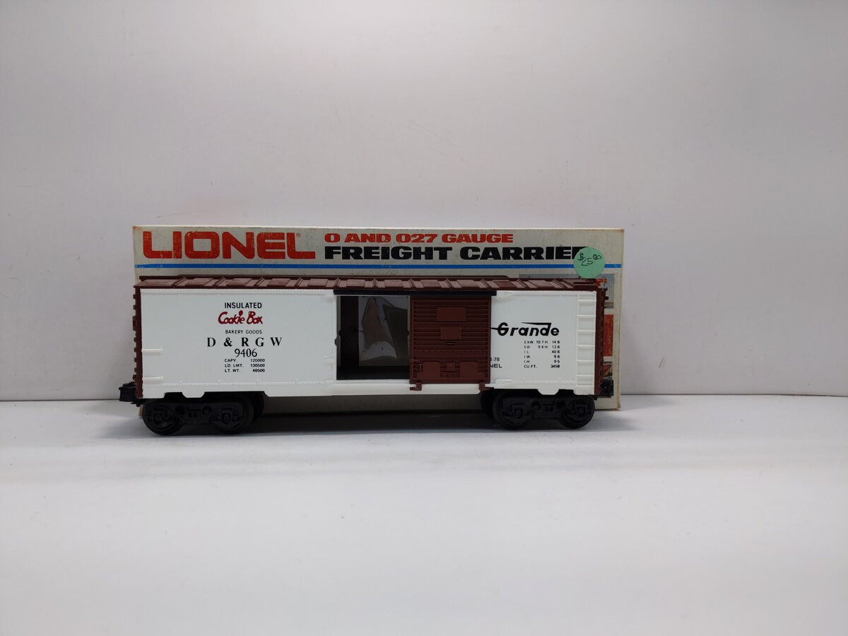 Lionel 6-9406 O Gauge Denver and Rio Grande West Cookie Boxcar