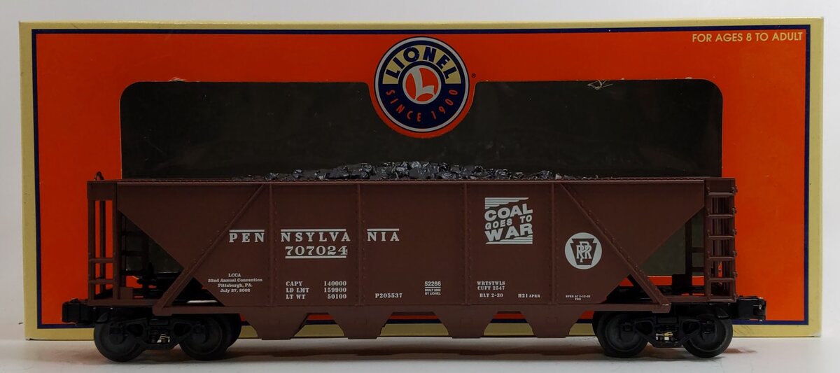 Lionel 6-52266 O Gauge 2002 LCCA Convention Pennsylvania 4-Bay Hopper #707024 LN/Box