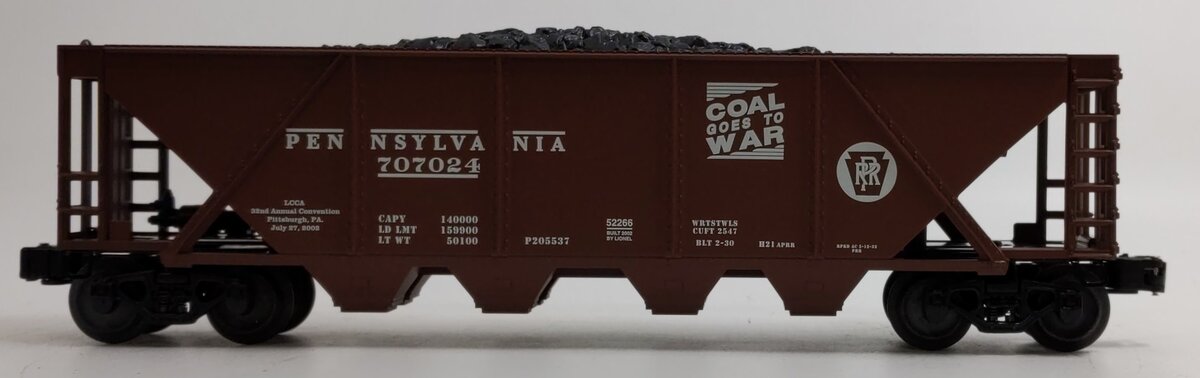 Lionel 6-52266 O Gauge 2002 LCCA Convention Pennsylvania 4-Bay Hopper #707024 LN/Box