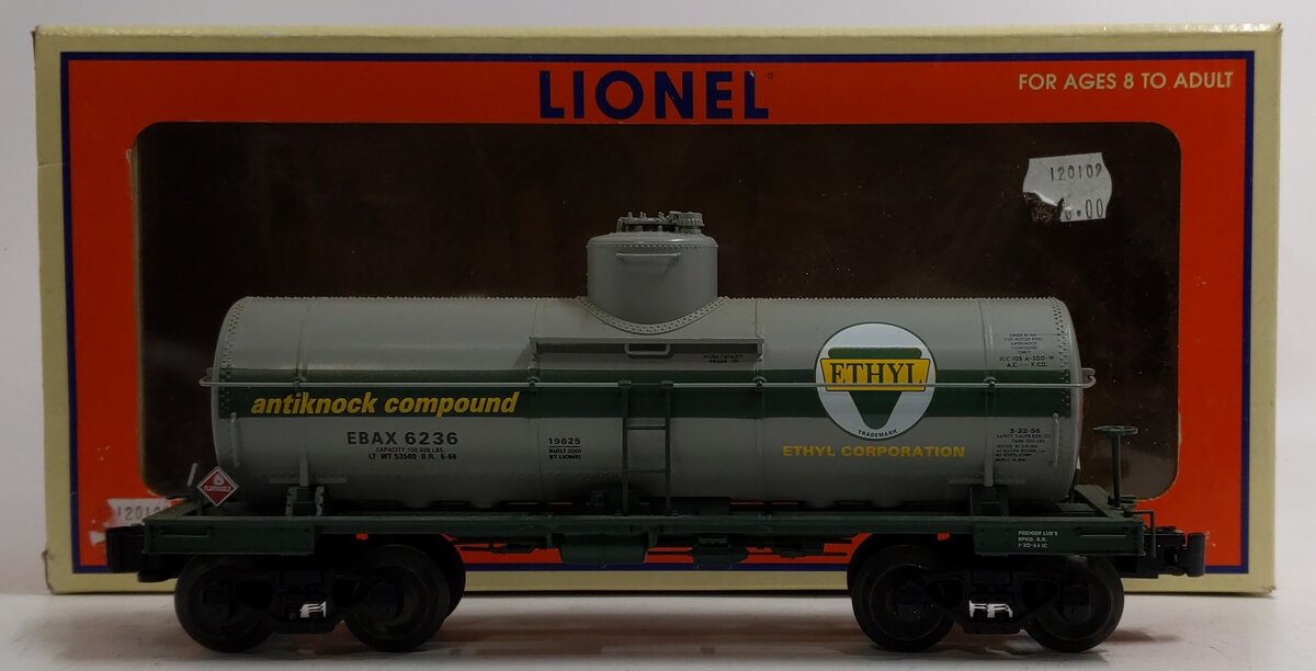 Lionel 6-19625 O Gauge Ethyl Single Dome Tank Car #6236 LN/Box