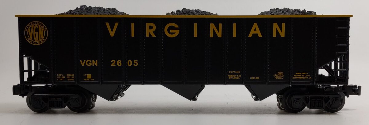 Lionel 6-52381 O Gauge LOTS-2005 Virginian Coal Hopper #2606 with ETD LN/Box