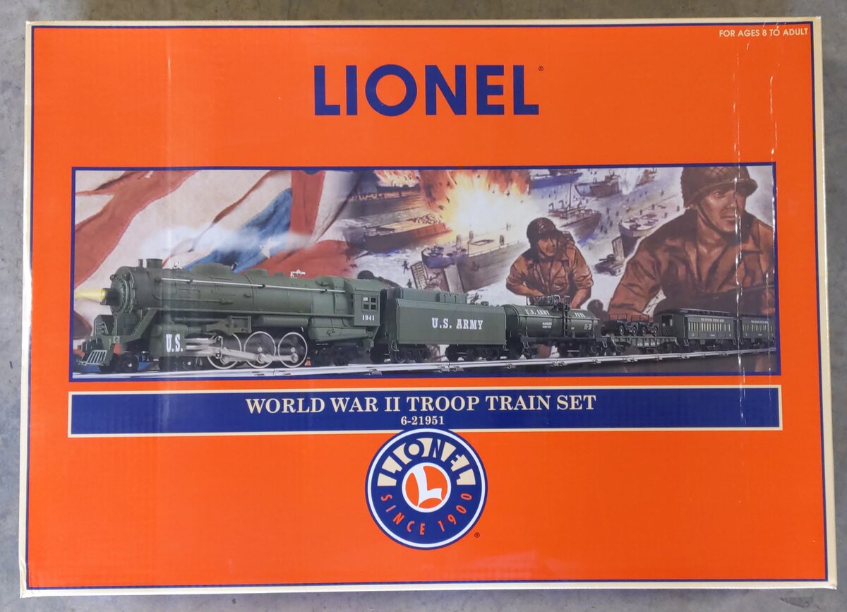 Lionel 6-21951 O Gauge World War II Troop Train Steam Train Set MT/Box