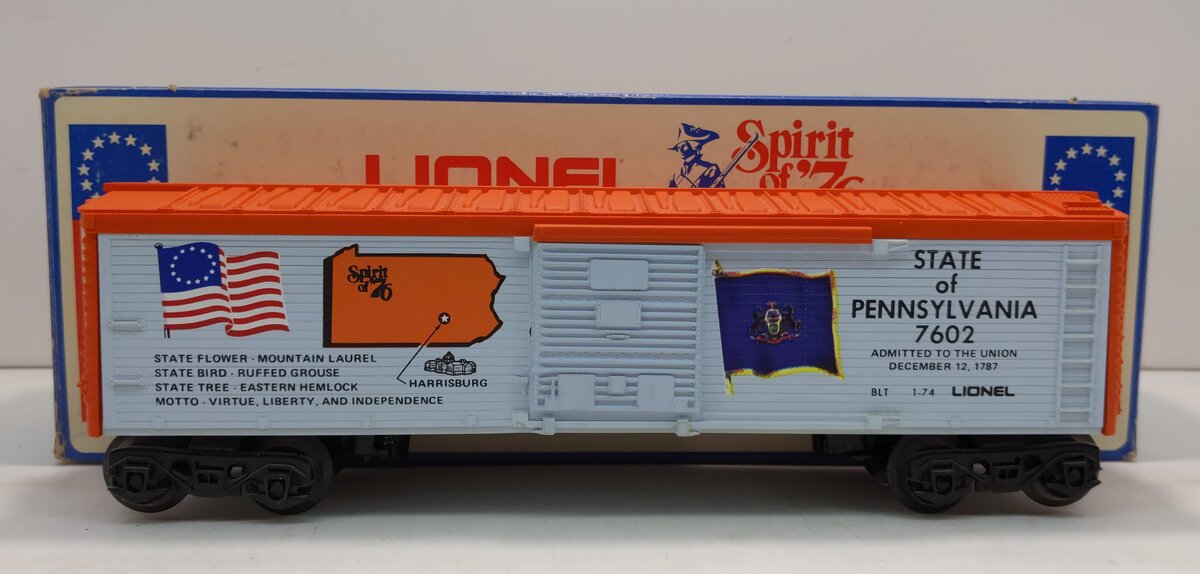 Lionel 6-7602 O Gauge Spirit of 76 State of Pennsylvania Boxcar #7602 LN/Box