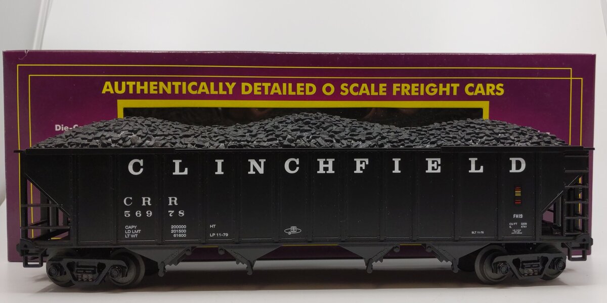 MTH 20-97499 Clinchfield 4-Bay Hopper w/Coal Load #56978 LN/Box