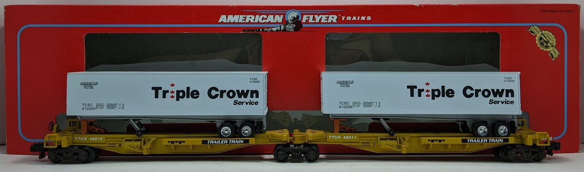 American Flyer S Gauge 6-48511 Triple Crown TTUX Intermodal Car LN/Box