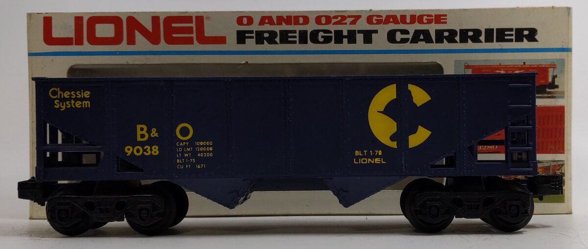 Lionel 6-9038 O Gauge Chessie Short 2-Bay Hopper Car #9038 NIB