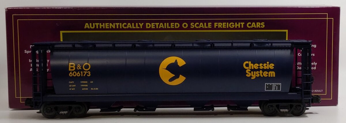 MTH 20-97420 O Gauge Chessie Cylindrical 100-Ton Hopper Car #606173 LN/Box