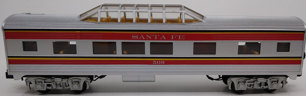 MTH 30-6121 O Gauge Santa Fe Vista Dome Passenger Car #509 LN/Box