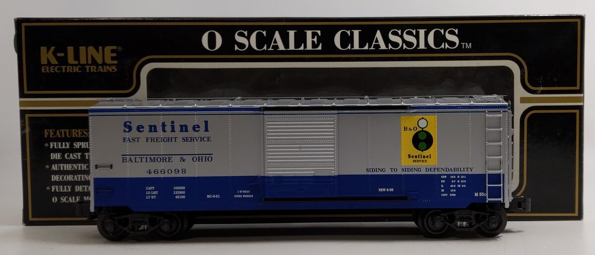 K-Line K761-1091 O Gauge Baltimore & Ohio Sentinel Classic Boxcar LN/Box
