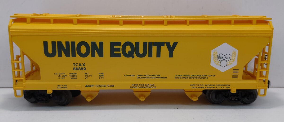 Lionel 6-19963 O Gauge Union Equity ACF 3-Bay Hopper #86892 LN/Box