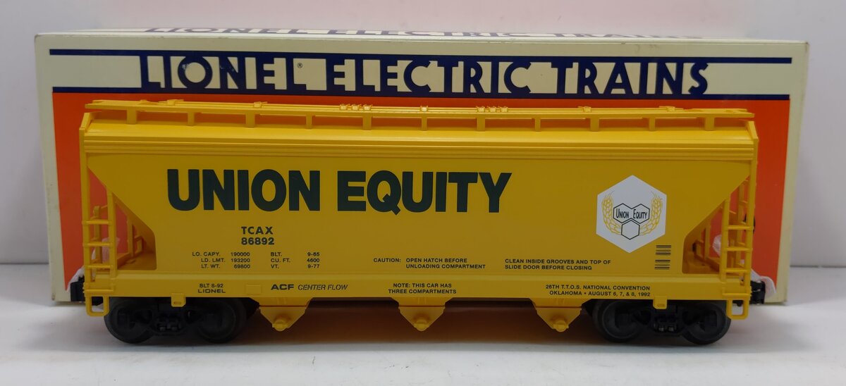 Lionel 6-19963 O Gauge Union Equity ACF 3-Bay Hopper #86892 LN/Box