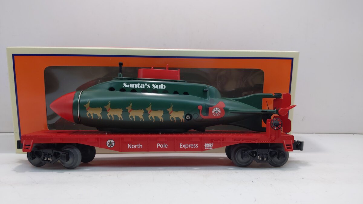Lionel 6-29697 O Gauge Santa’s Submarine Flatcar LN/Box