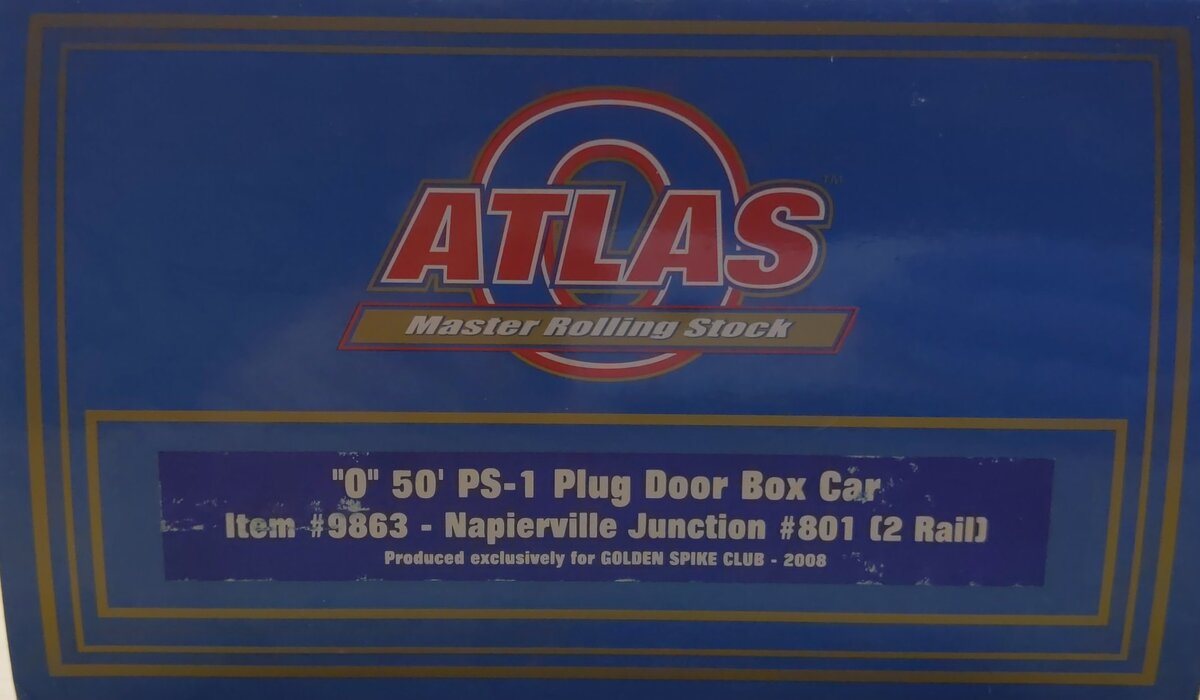 Atlas 9863 O Scale Naiperville Junction 50' PS-1 Plug Door Boxcar #801 (2Rail) LN/Box
