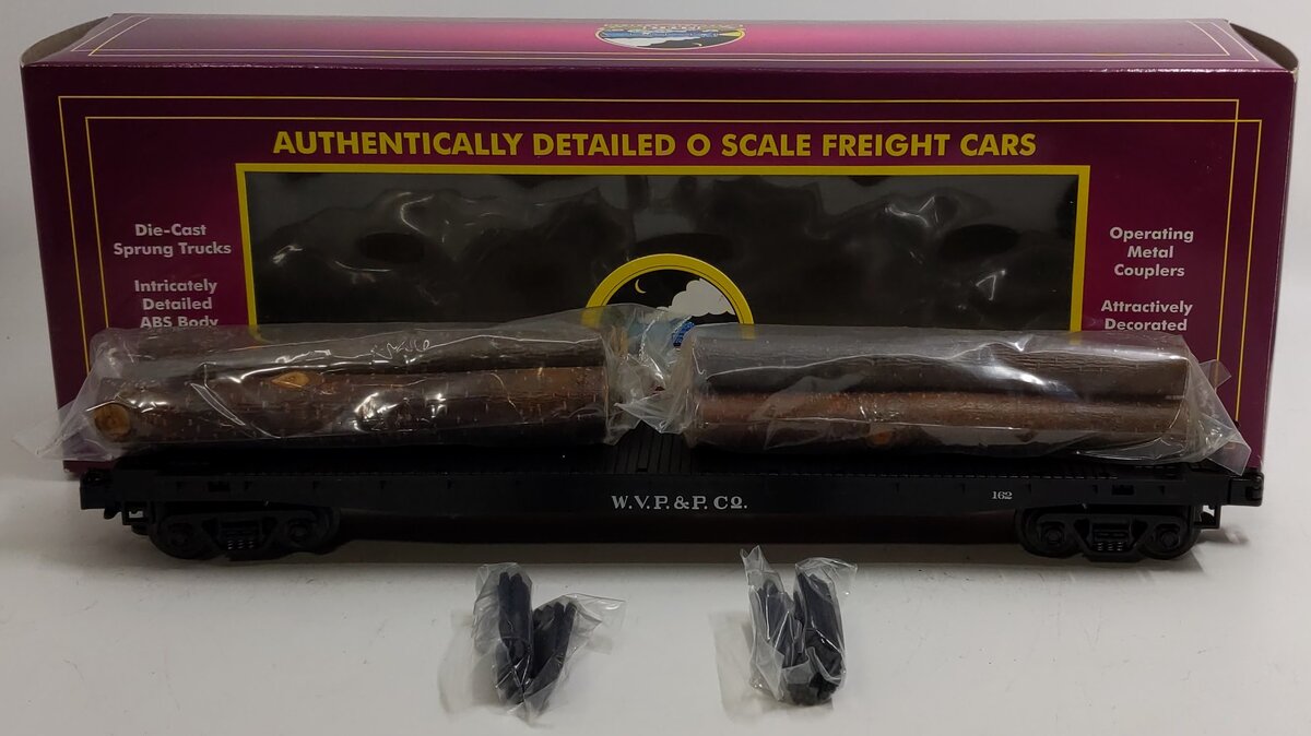 MTH 20-98103B O Gauge West Virginia Pulp and Paper Log Car w/Logs #162 NIB