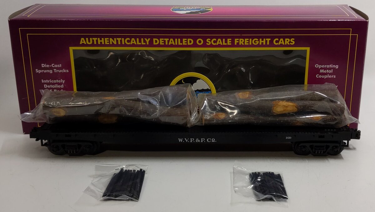 MTH 20-98103C O Gauge West Virginia Pulp and Paper Log Car w/Logs #169 EX/Box