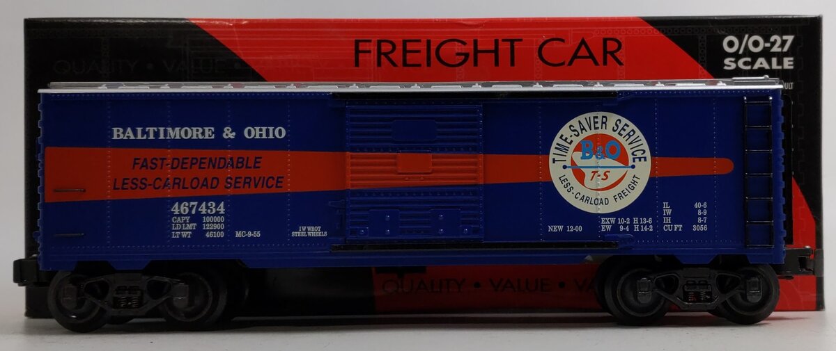 K-Line K90015 O Gauge Baltimore & Ohio "Time Saver" Boxcar #467434 LN/Box