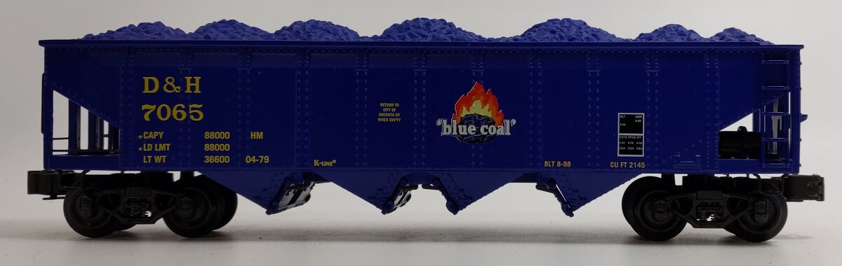 K-Line K623-1451 O Gauge Delaware & Hudson Die-Cast 4-Bay Hopper #7065 LN/Box