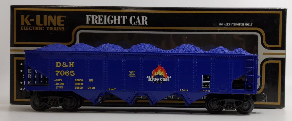 K-Line K623-1451 O Gauge Delaware & Hudson Die-Cast 4-Bay Hopper #7065 LN/Box