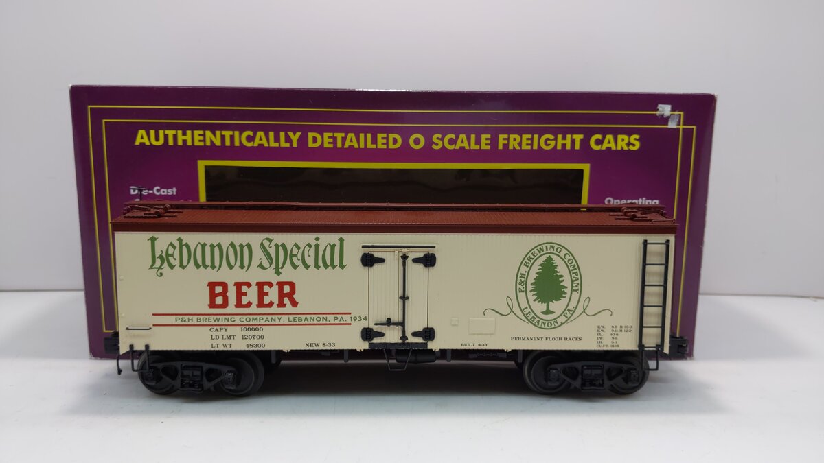 MTH 20-94336 O Gauge Lebanon Special 36’ Woodsided Reefer Car #1934 LN/Box