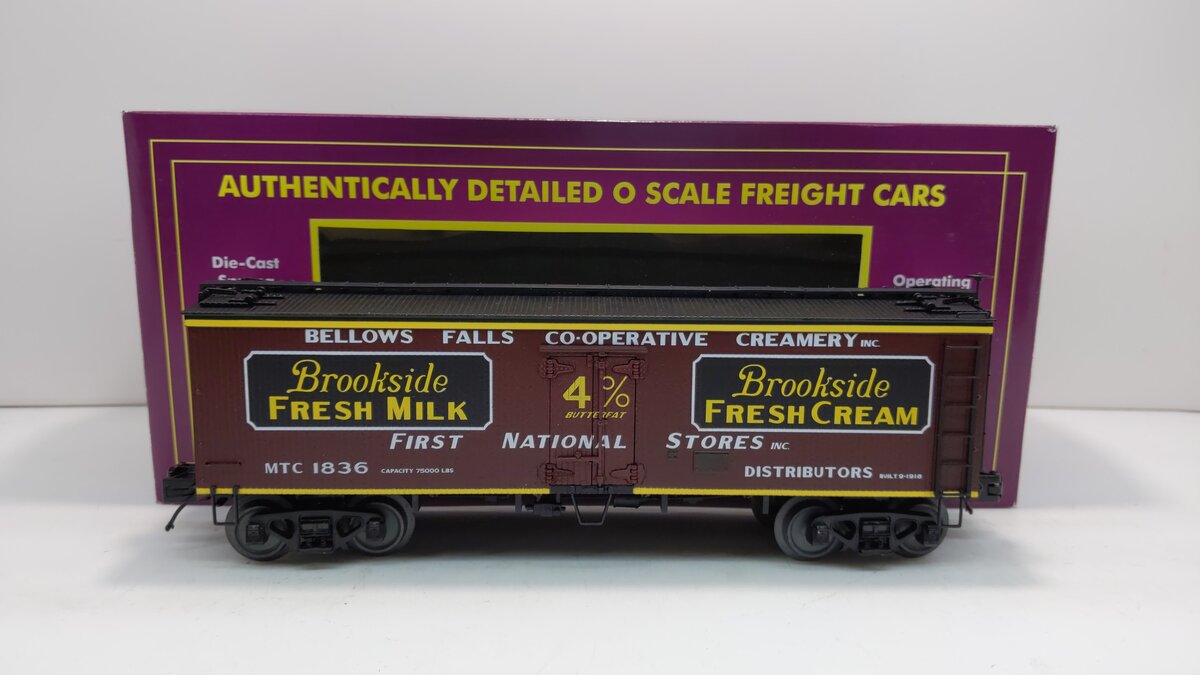 MTH 20-94412 O Gauge Brookside Fresh Milk 36' Woodsided Reefer Car #1834