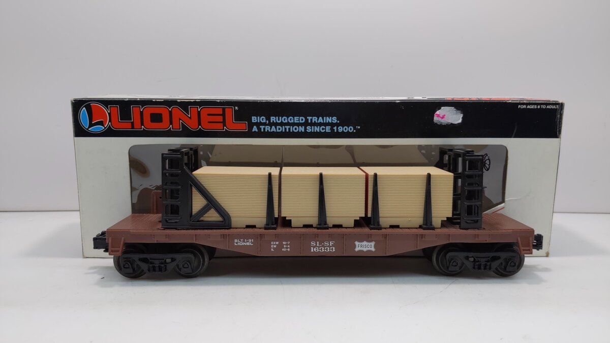 Lionel 6-16333 O Gauge Frisco Bulkhead Flatcar with Wood Load LN/Box