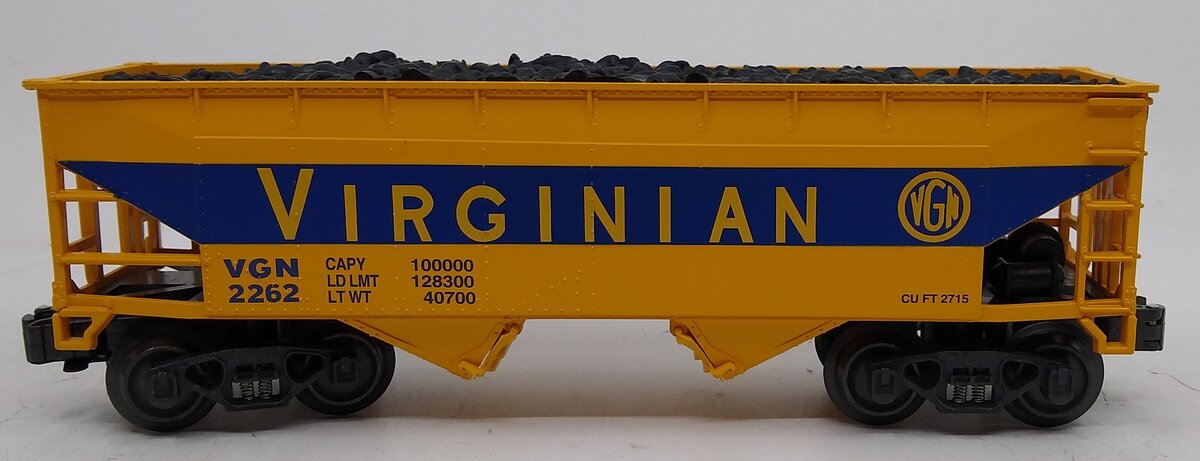 K-Line K621-44633 O Gauge Virginian Hopper w/Coal Load #2262 LN/Box