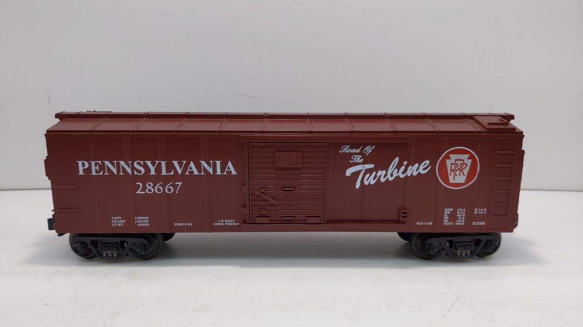 MTH 30-7437 O Gauge Pennsylvania RR "Road of The Turbine" Boxcar #28667 LN/Box