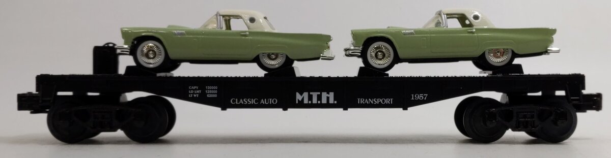 MTH 30-7613 O Gauge Auto Transport Flatcar with Two ThunderBirds LN/Box
