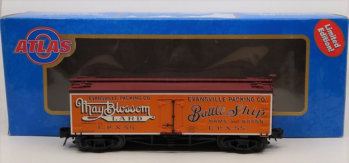 Atlas 8032-2 O Evansville Packing Woodside Reefer Car #55 (3-Rail) NIB