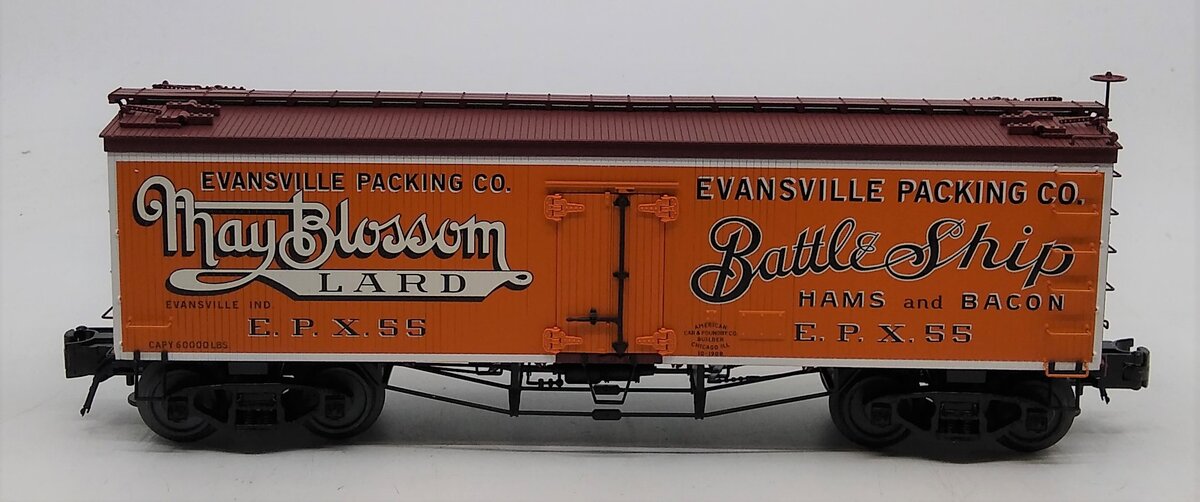 Atlas 8032-2 O Evansville Packing Woodside Reefer Car #55 (3-Rail) NIB