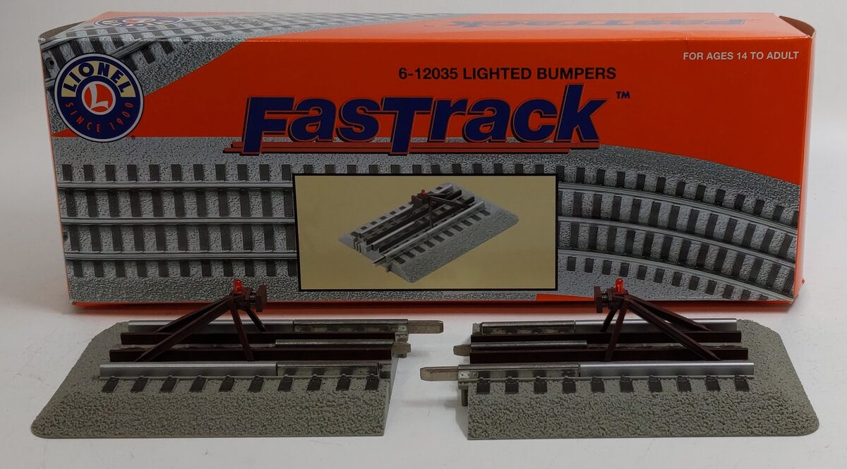 Lionel 6-12035 O Gauge FasTrack Lighted Bumpers (Pack of 2) LN/Box