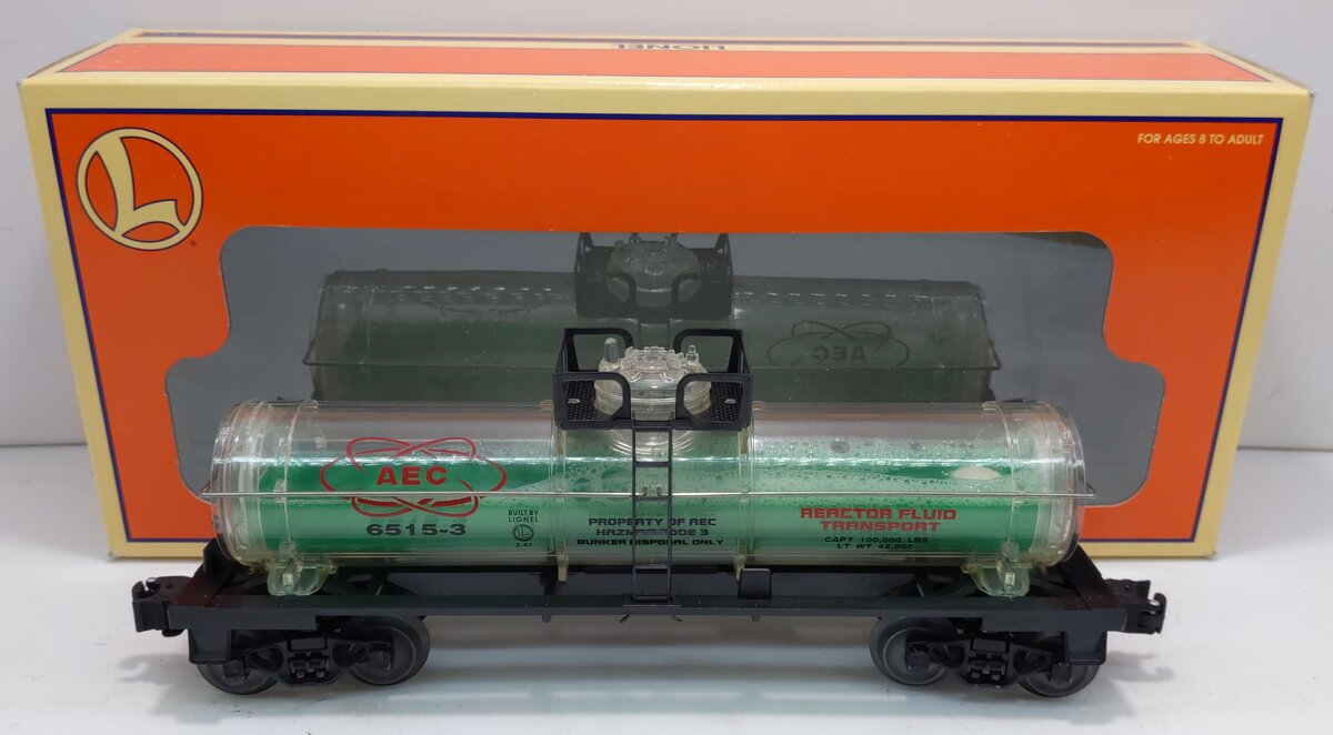 Lionel 6-16155 O Gauge AEC Reactor Fluid Tank Car #6515-3 (Green) LN/Box