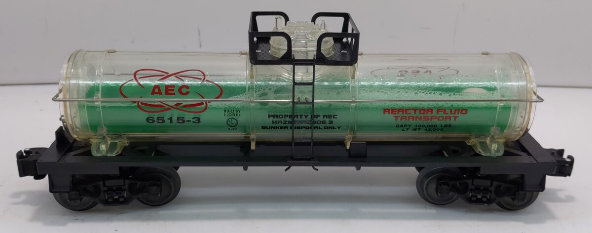 Lionel 6-16155 O Gauge AEC Reactor Fluid Tank Car #6515-3 (Green) NIB