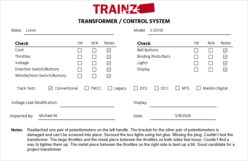 Lionel 6-32930 ZW Transformer Controller without Power Bricks EX