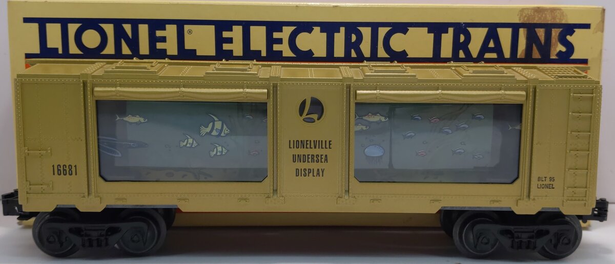 Lionel 6-16681 O Gauge Gold Animated Shark Aquarium Car LN/Box