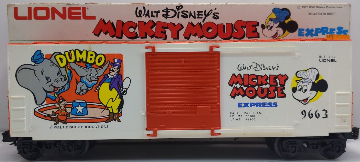 Lionel 6-9663 O Gauge Disney's Dumbo Hi Cube Boxcar NIB