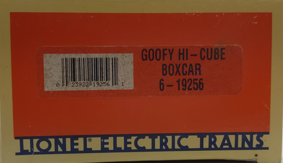 Lionel 6-19256 O Gauge Disney Goofy Hi-Cube Boxcar LN/Box