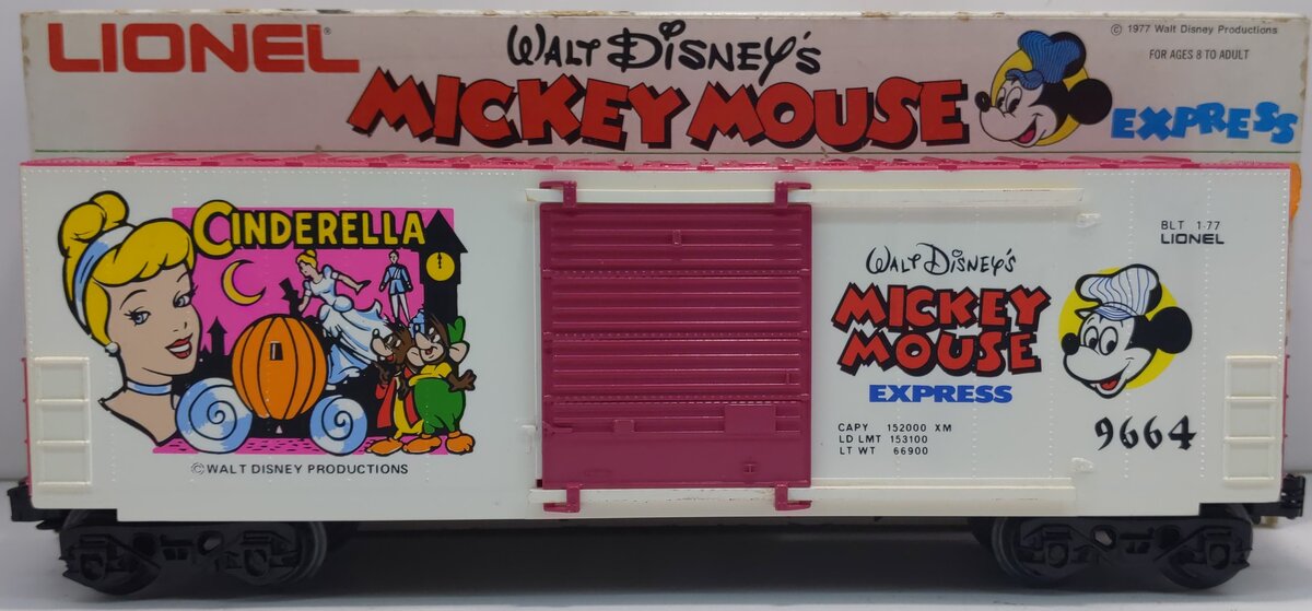 Lionel 6-9664 O Gauge Disney Cinderella Hi-Cube Boxcar LN/Box