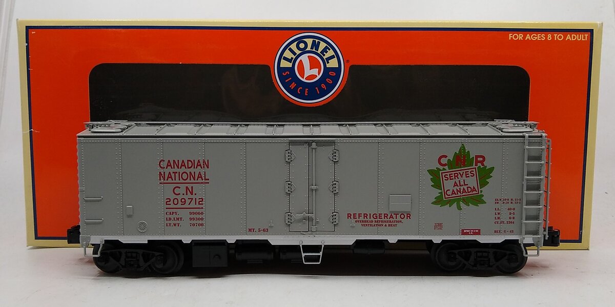 Lionel 6-17337 O Gauge Canadian National Steel Sided Refrigerator Car #209712 LN/Box