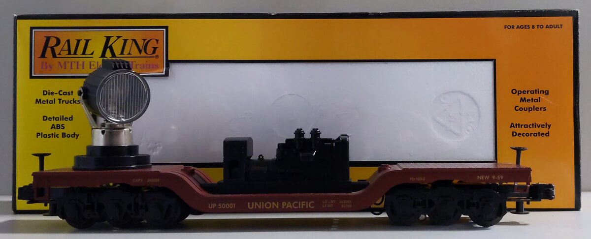 MTH 30-7915 O Gauge Union Pacific Searchlight Car #50001 LN/Box