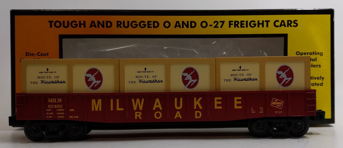 MTH 30-72042 O Gauge Milwaukee Road Gondola Car #92492 w/Crates