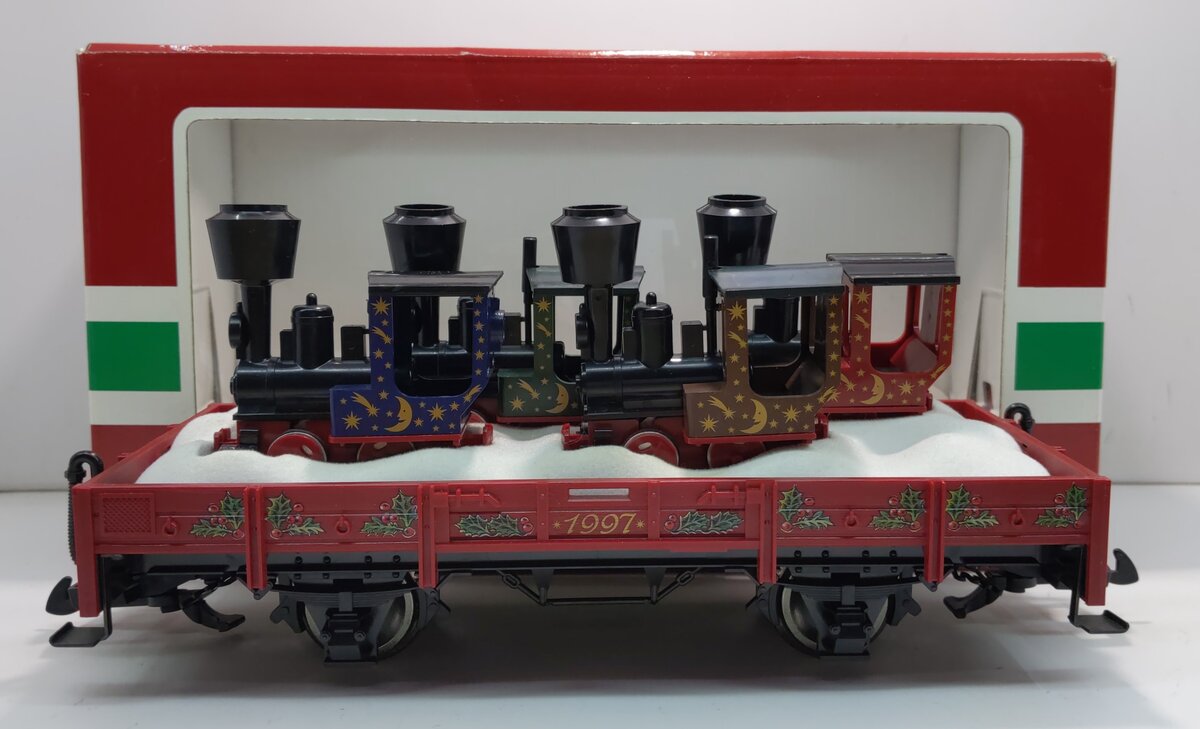 LGB 42100 G 1997 Christmas Flatcar w/4 Mini Trains Load LN/Box