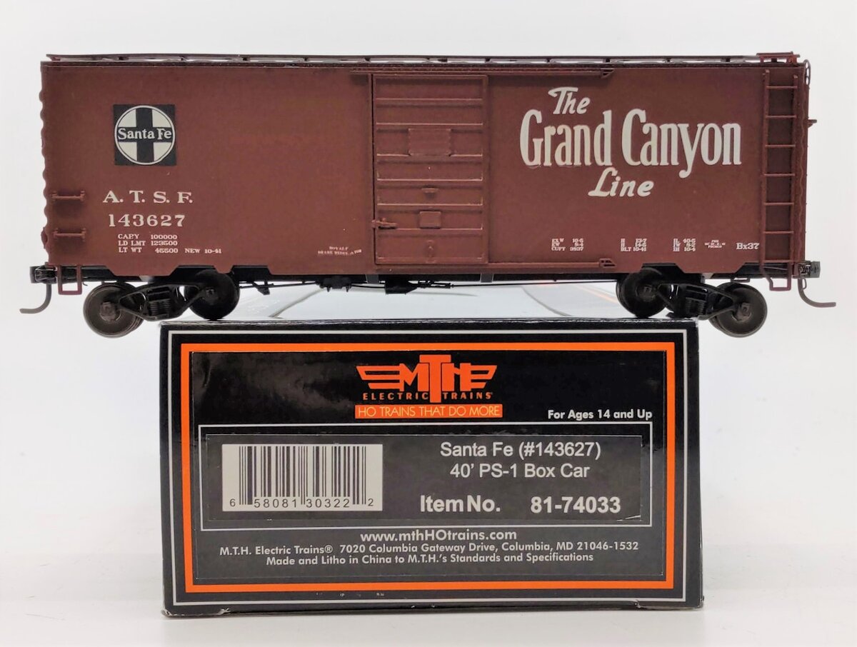 MTH 81-74033 HO Scale Santa Fe 40' PS-1 Box Car #143627