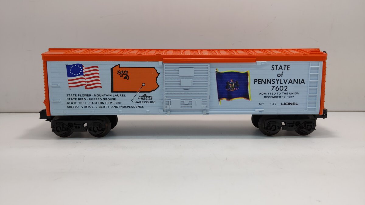 Lionel 6-7602 O Gauge Spirit of 76 State of Pennsylvania Boxcar #7602 LN/Box