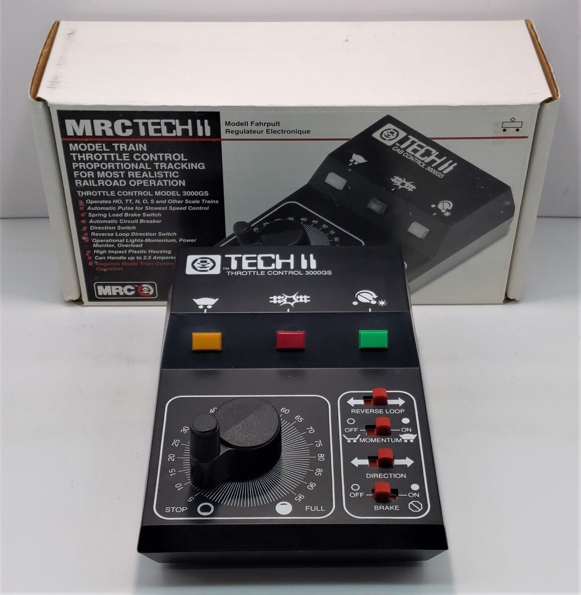MRC 3000GS HO Tech II Model Train Cab Throttle Control LN/Box