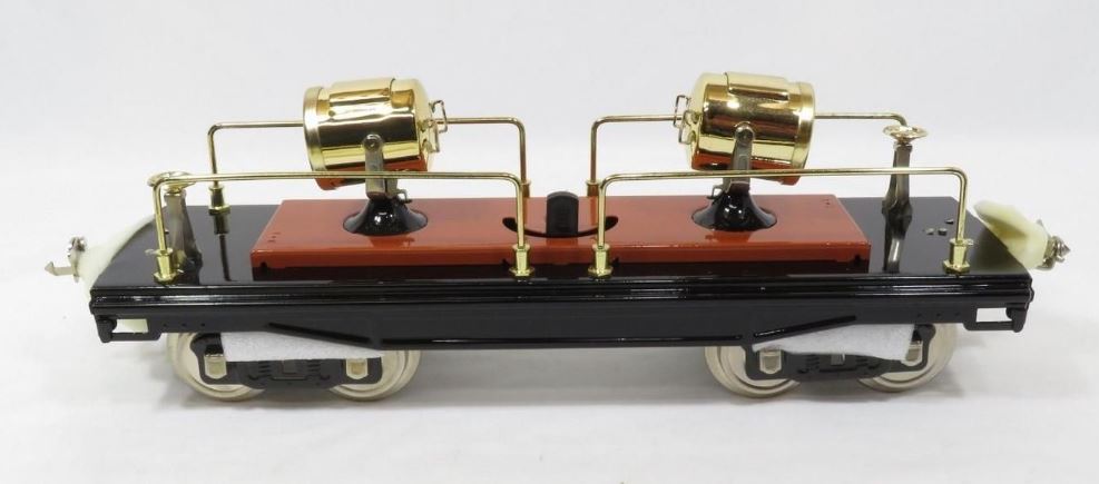 MTH 10-1075 Standard Gauge 220 Black & Terra Cotta Searchlight Car w Brass Trim LN/Box