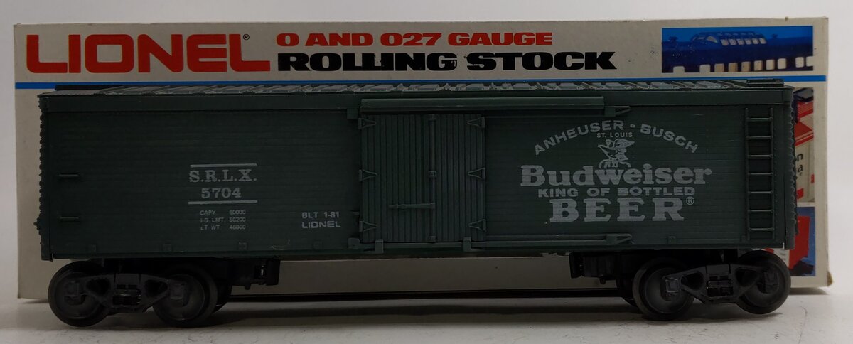 Lionel 6-5704 O Gauge Budweiser "King of Bottled Beer" Woodside Refrigerator Car LN/Box