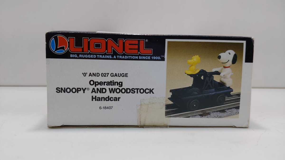 Lionel 6-18407 O Gauge Snoopy & Woodstock Operating Handcar EX/Box